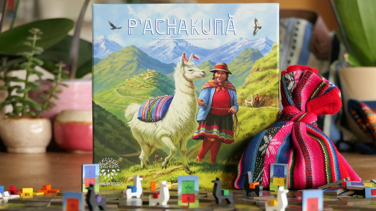 P'achakuna game box and a bolivian bag for the pieces