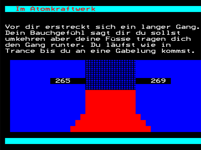 A teletext frame: A branching path with page numbers on them.